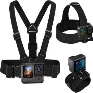 GOLRTRAL 3 in 1 액세서리 세트 GoPro Hero 13 12 11 10 9 8 7 6 5 4 블랙 가슴 마운트 하네스/머리 스트랩