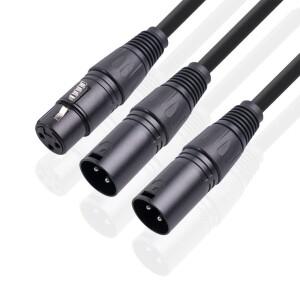 전문가용 여성-남성 XLR 3핀 케이블 1-2 아연 합금 Y 분배기 코드 포일 편조 차폐 마이크 라인 믹서