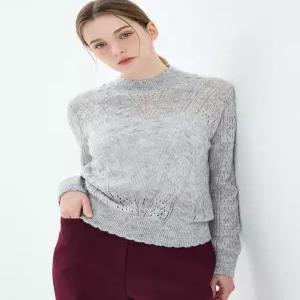 [유닛]크로셰 포인트 모헤어 바질 크루넥 풀오버 (UFKKCN31HN-L/GREY)