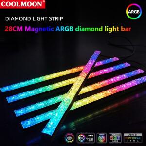 COOLMOON ARGB PC 케이스 LED 스트립 마그네틱 컴퓨터 라이트 바  소형 4 핀 마더보드 DIY 램프 5V  3