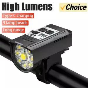 LED 자전거 라이트 Type-C 충전식 세트 도로 전면 후면 헤드라이트 램프 손전등 사이클링 액세서리