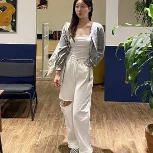 [옷자락]여성 여름 시스루 리본 볼레로 가디건