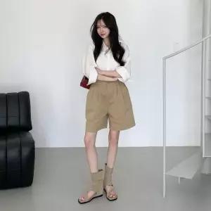 [옷자락]여자 데이트룩 핀턱 면 밴딩 하이웨스트 바지