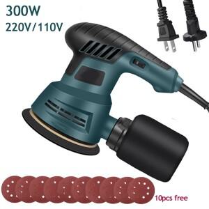 300W 전기 편심 샌더 6단 속도 조절 5인치 125mm 목재 연마 가공 자동차 광택기 먼지통 포함