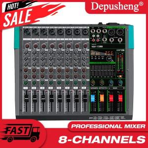 전문가용 8채널 DJ 사운드 믹싱 테이블 256 DSP 이펙트 오디오 믹서 블루투스 PC USB 재생 녹음 콘솔