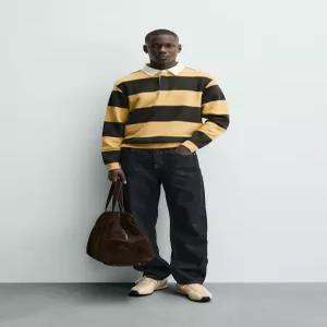 ZARA 콘트라스트 칼라 폴로셔츠 스웨트셔츠 - 브라운 / 크림 0526/310/087