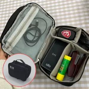 블랙 전자기기 수납 파우치 2단 대용량 여행용 가젯 케이스 케이블파우치 usb파우치