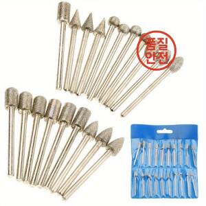 20pcs 다이아몬드 그라인딩 헤드 로타리 도구 용 미니 비트 Burrs 액세서리 3mm 생크 연마