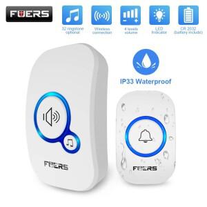 Fuers 무선 초인종 방수 환영 차임 홈 도어 벨 스마트 32 곡 스마트 알람 배터리 매장 호텔