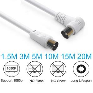 디지털 RF RG6 TV 케이블 90도 동축 위성 안테나 비디오 1.5m 3m 5m 10m 20m HD 셋톱박스용