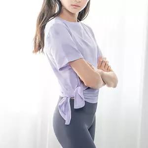 요가피기 YPST401언밸런스 숏 슬리브_라일락타이다이 - 라일락타이다이