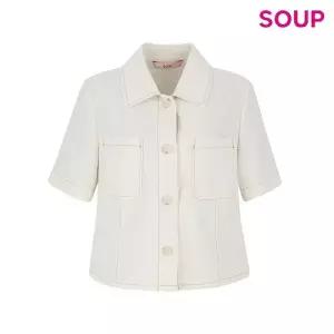 [숲][SOUP] 면혼방 스탠 칼라 반팔 재킷 (OA5JKQ5)