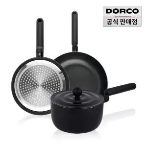 [도루코]도루코 웨이브온 샌드블랙 IH 프라이팬 냄비 3종세트 (팬24 궁중28 편수18)