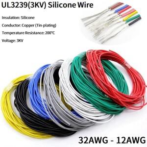 2M/5M 구리 와이어 32 28 24 22 20 18 16 14 12 AWG 연질 실리콘 UL3239 3KV 유연한 DIY 라인 LED 조명 코
