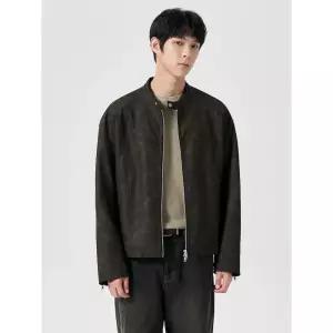 에잇세컨즈 페이크 레더 스탠 칼라 점퍼 브라운 (42493ZDY4D) 라이더 인조가죽
