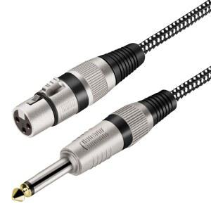킨시유 XLR 여성용 1/4인치 TS 케이블 3피트 닐롱 땋은 3핀 6.35MM 남성 불균형 인터커넥트 와이어 마이크 코드(순수 구리 도체)