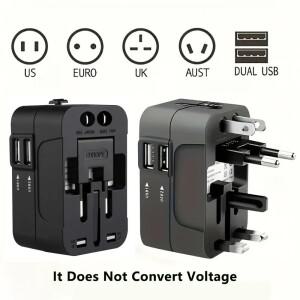 범용 여행용 충전기 어댑터 EU US UK AU AC 전원 벽면 콘센트 변환기 소켓 플러그 커넥터 2USB 포트 포함