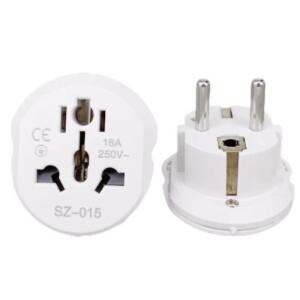 EU 플러그 어댑터 16A 250V 여행용 변환기 2구 원형 소켓  범용 AU US UK CN에서 KR 벽면 콘센트로