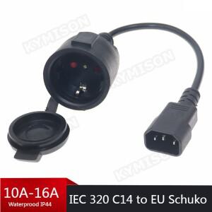 UPS PDU 전원 연장 코드 IEC 320 C14 남성 - Schuko 유럽 여성 어댑터 케이블(방수 커버 포함)