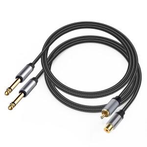 RCA ~ 1/4 인치 오디오 케이블 금도금 구리 6.35mm TS 모노 남성 잭 패치 코드 TV CD 앰프 스피커 기타