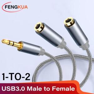 3.5mm 오디오 분배기 연장 케이블 잭 1 남성 2 여성 마이크 Y 노트북 헤드폰 Aux 어댑터