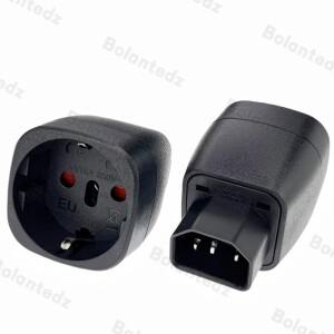 볼란테즈 유로 C14 3핀 플러그 어댑터 10A 250V EU 독일 - IEC60320 남성 변환 컨버터 (PDU UPS 캐비닛용)