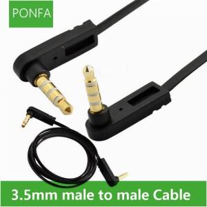 오디오 Aux 보조 케이블  수-수 4 극 3 링 앵글 플랫  3.5mm  0.15m  1m