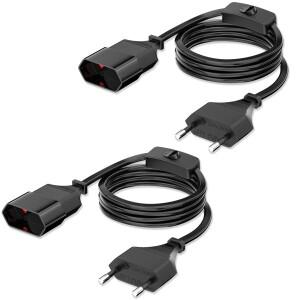 TV PC 모니터용 EU 전원 익스텐션 코드  유럽 2 갈래 수-암 소켓  2M 케이블  플랫 유로 플러그  개