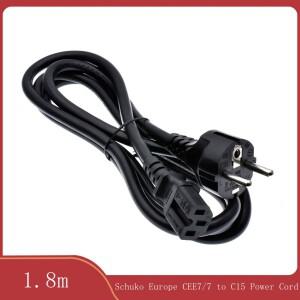 EU/유럽 3 핀 전원 코드 케이블  EU 프롱 노트북 AC 어댑터 리드  레그  독일 IEC C15  1.8m