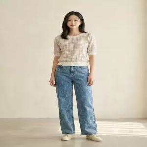 한정수량 잇미샤 체크텍스쳐 니트 풀오버 ITP3KPO110