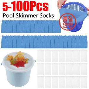 100-5PCS 풀 스키머 양말 탄성 나일론 메쉬 수영장 필터 바구니 잔해물 잎 보관