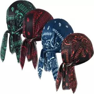 DOCILA Do Rags 스컬 캡 남성용 패션 땀 흡수 헬멧 라이너 비니 통기성 오토바이 사이클링 스포츠 4개