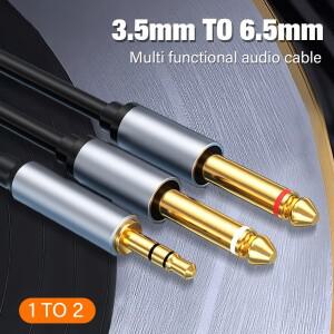 3.5 ~ 6.35 스테레오 케이블 TRS 2 x 모노 Y 분배기 오디오 코드 휴대폰 iPod 노트북 믹서 증폭기와 호환