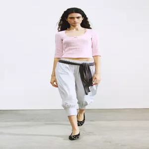 [정품] 자라 팬츠 데일리 바지 긴바지 슬랙스 ZARA 크롭 벌룬 - 그레이