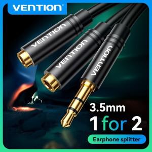 Vention Aux 케이블 헤드폰 분배기  오디오 잭 3.5 노트북 스피커용 수-암 더블 잭  3  5