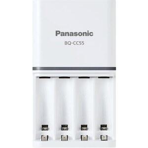 파나소닉 BQ-CC55SBA 어드밴스드 에넬루프 개별 충전식 배터리 3시간 급속 충전기 4개의 LED 색상 충전 표시등 포함