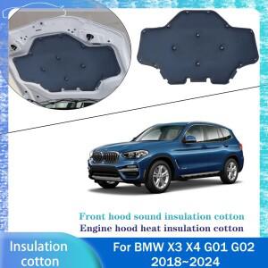 BMW 호환 호환 X3 X4 G01 G02 2018 ~ 2024 자동차 프론트 후드 엔진 사운드 단열 코튼 패드 방음 매트 커버