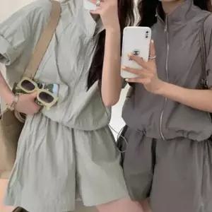 바스락 반집업 셋업 하프팬츠 여름 트레이닝세트