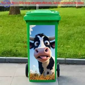 쓰레기통 스티커 개 37×82cm 소 테마 디자인 장식용 자가 접착식 벽지
