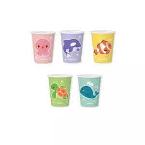 이지앤 바다동물종이컵 184ml50P 1박스 일회용종이컵 동물캐릭터 자판기컵 커피컵