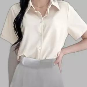 차르르 실크느낌 반팔 블라우스 여름 오피스룩 카라넥