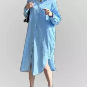 무지 롱셔츠 원피스 언발 밑단 양옆트임 루즈핏