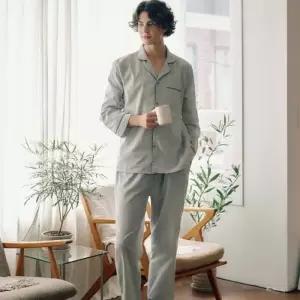 [미라클세븐][M7] 남자 커플잠옷 긴팔파자마 순면 단가라 잠옷