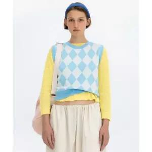 벤시몽 5002572317 여성 베스트 데일리 ARGYLE MIX VEST - SKY BLUE 3107712