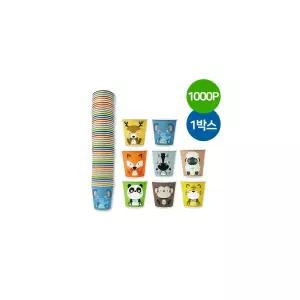 동물종이컵 1000P 184ml 1박스 일회용종이컵 동물캐릭터 자판기컵 커피컵