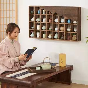 찻집 수납선반 오동나무 찻잔 진열장06 원목 컵보관장 다도용 다기정리 홈카페 차잔 인테리어