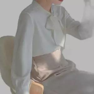여자 스카프 오피스룩 포인트 새틴 리본 블라우스