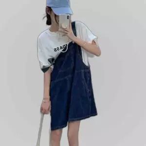 여성 데님 멜빵 반바지 귀여운 캐주얼 여름 청바지 점프수트