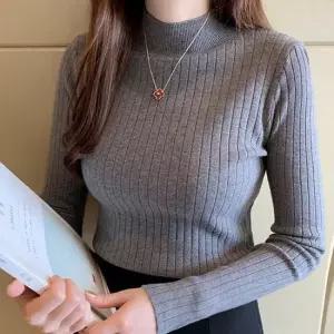 여자 겨울 코트 이너 코디 반폴라 하프넥 골지 니트 면폴라티반목폴라티