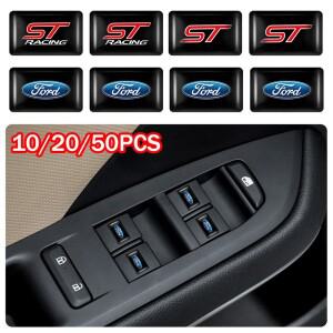10/20Pcs 자동차 콘솔 로고 스티커 포드 ST RS STRACING 포커스 쿠가 머스탱 MAX Transit Mondeo 용 3D 에